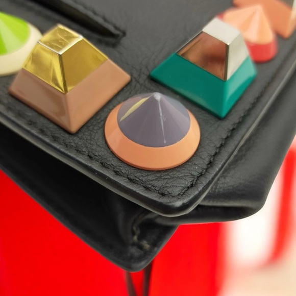 FENDI Vitello Dolce Studded 2 Jours Clutch 😍🔥 - Picture 10 of 12